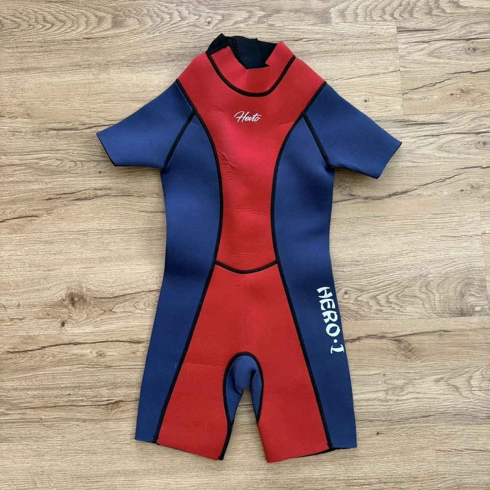 Hevto Kids Hero Short Sleeve‎ Shorts Wetsuit Size 8 M Surfing Swim Beach Wear